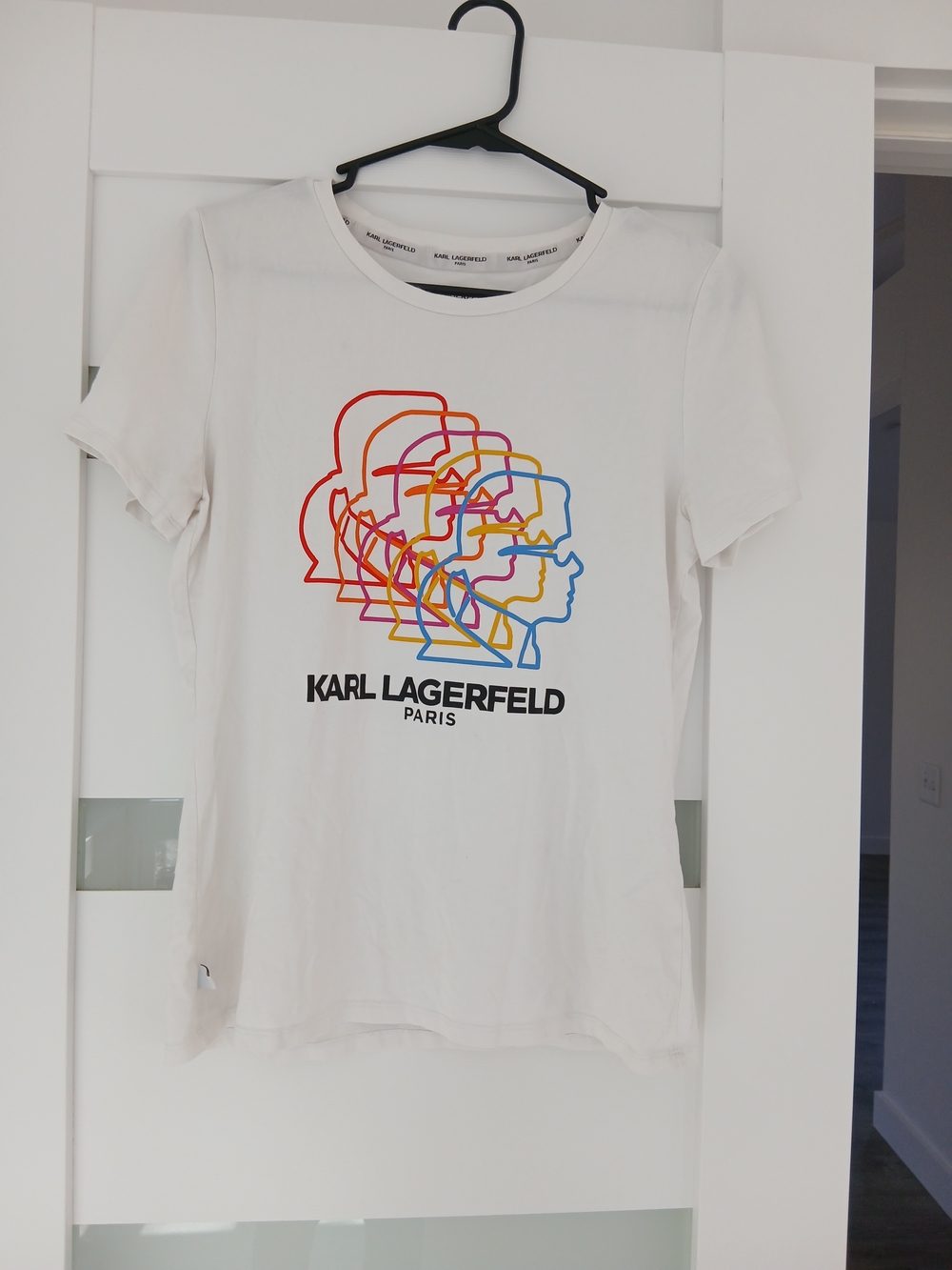 Karl Lagerfeld Paris White Graphic Tee - Multicolor Line Art